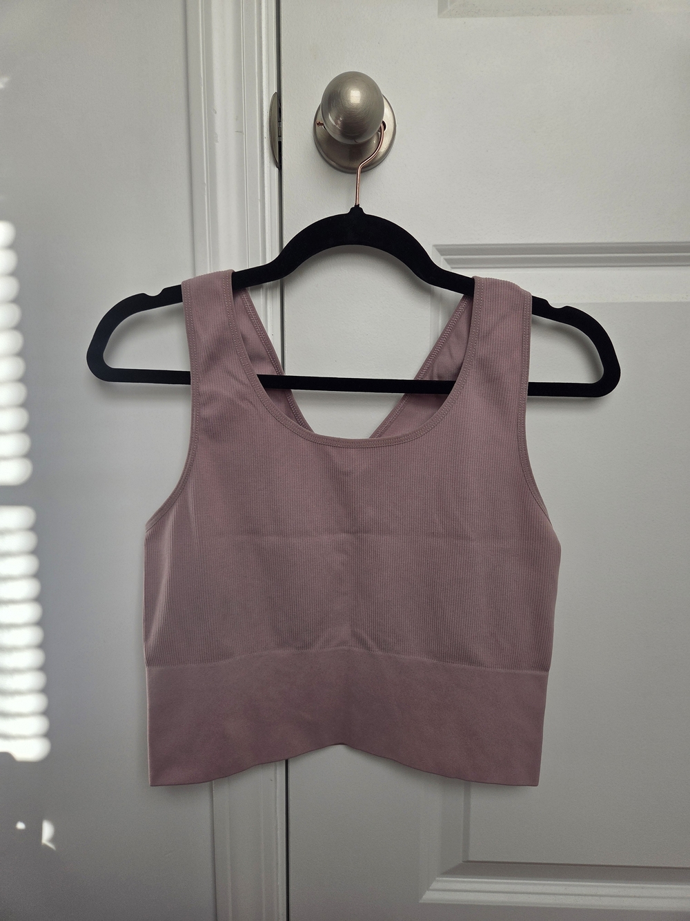 H&M Mauve Ribbed Crop Tank Top